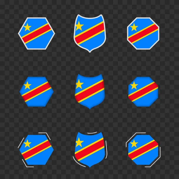 Symboles Nationaux République Démocratique Congo Sur Fond Sombre Transparent Drapeaux — Image vectorielle