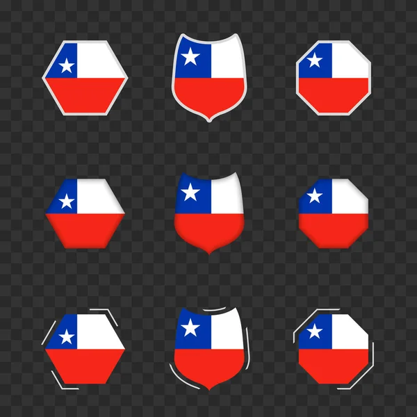 Národní Symboly Chile Tmavém Průhledném Pozadí Vektorové Vlajky Chile — Stockový vektor