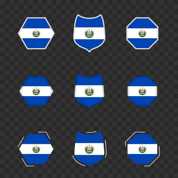 Національні Символи Сальвадору Темному Прозорому Тлі Векторні Прапори Сальвадору — стоковий вектор