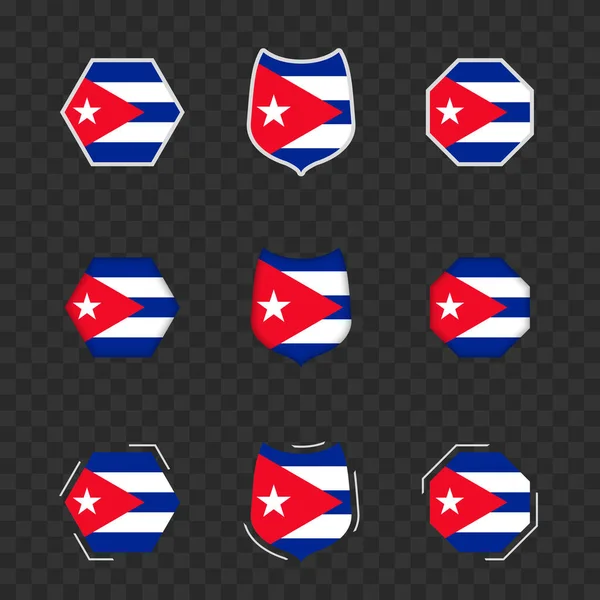 Symboles Nationaux Cuba Sur Fond Transparent Foncé Drapeaux Vectoriels Cuba — Image vectorielle