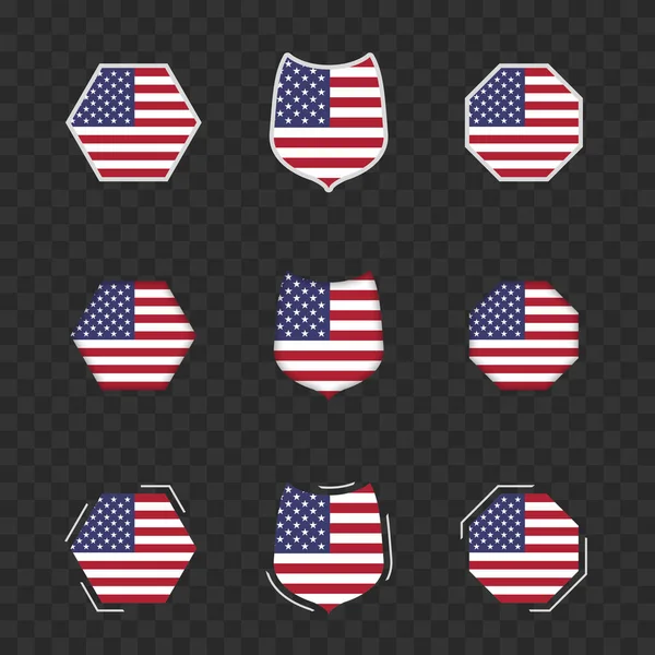 Nationella Symboler Usa Mörk Transparent Bakgrund Vektor Flaggor Usa — Stock vektor