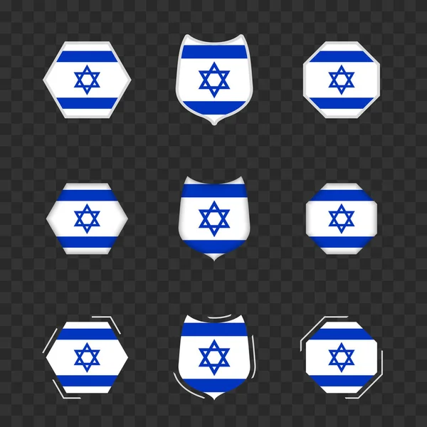 Nationale Symbolen Van Israël Een Donkere Transparante Achtergrond Vectorvlaggen Van — Stockvector
