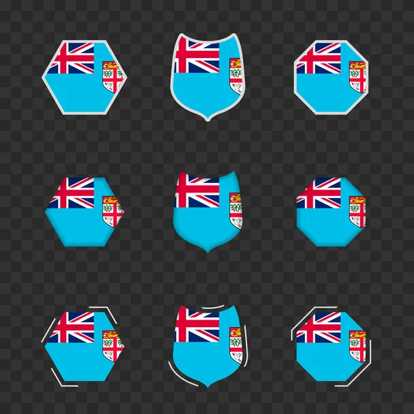 Symboles Nationaux Des Fidji Sur Fond Transparent Foncé Drapeaux Vectoriels — Image vectorielle