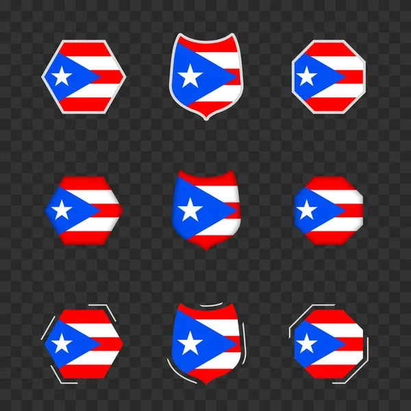 Nationella Symboler Puerto Rico Mörk Transparent Bakgrund Vektor Flaggor Puerto — Stock vektor