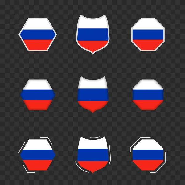 Símbolos Nacionales Rusia Sobre Fondo Oscuro Transparente Banderas Vectoriales Rusia — Archivo Imágenes Vectoriales