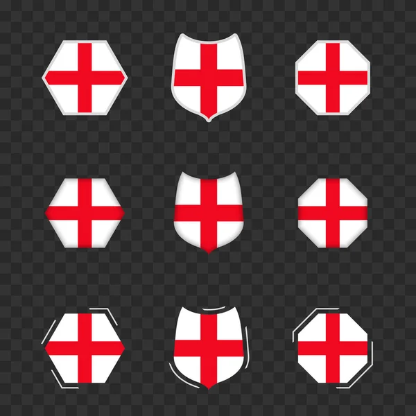 Símbolos Nacionais Inglaterra Sobre Fundo Escuro Transparente Bandeiras Vetoriais Inglaterra —  Vetores de Stock