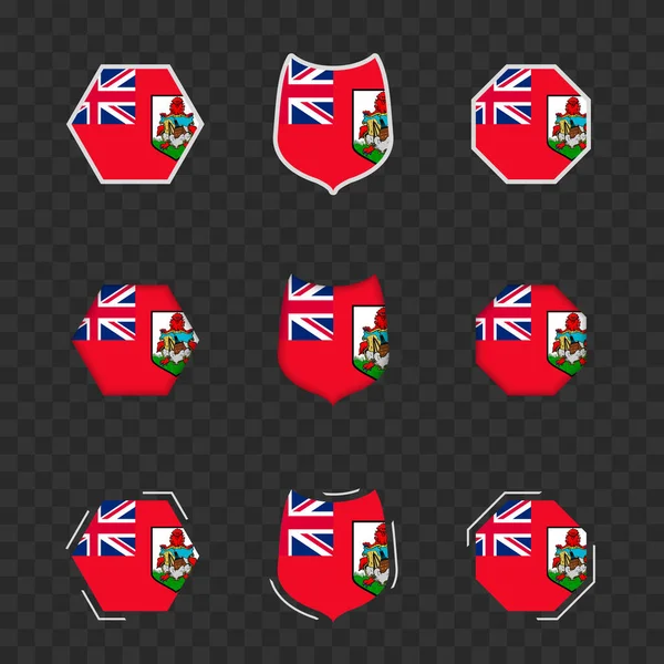 Symboles Nationaux Des Bermudes Sur Fond Transparent Foncé Drapeaux Vectoriels — Image vectorielle