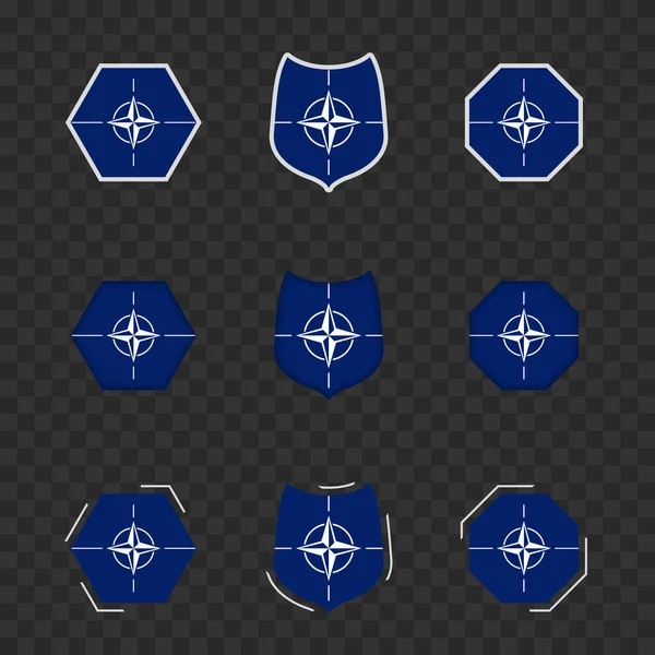 Národní Symboly Nato Tmavém Průhledném Pozadí Vektorové Vlajky Nato — Stockový vektor