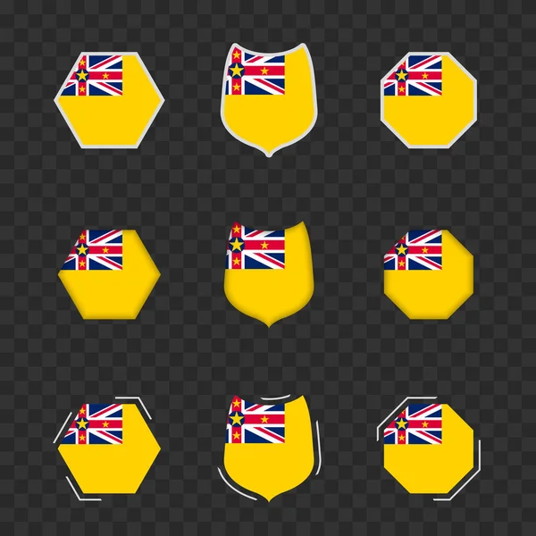 Symboles Nationaux Niue Sur Fond Transparent Foncé Drapeaux Vectoriels Niue — Image vectorielle
