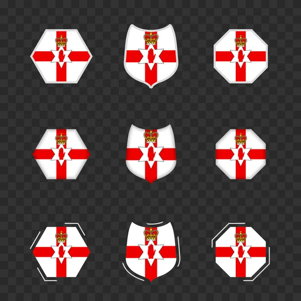Государственные Символы Северной Ирландии Темном Прозрачном Фоне Векторные Флаги Северной — стоковый вектор