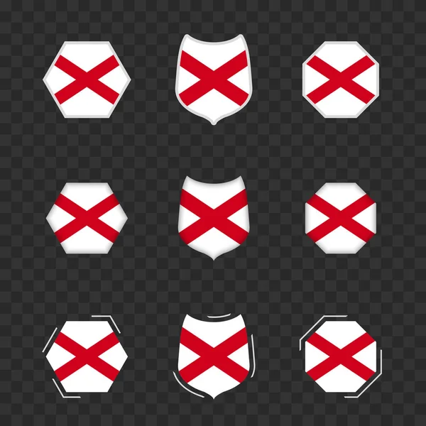 Národní Symboly Alabamy Tmavém Průhledném Pozadí Vektorové Vlajky Alabamy — Stockový vektor