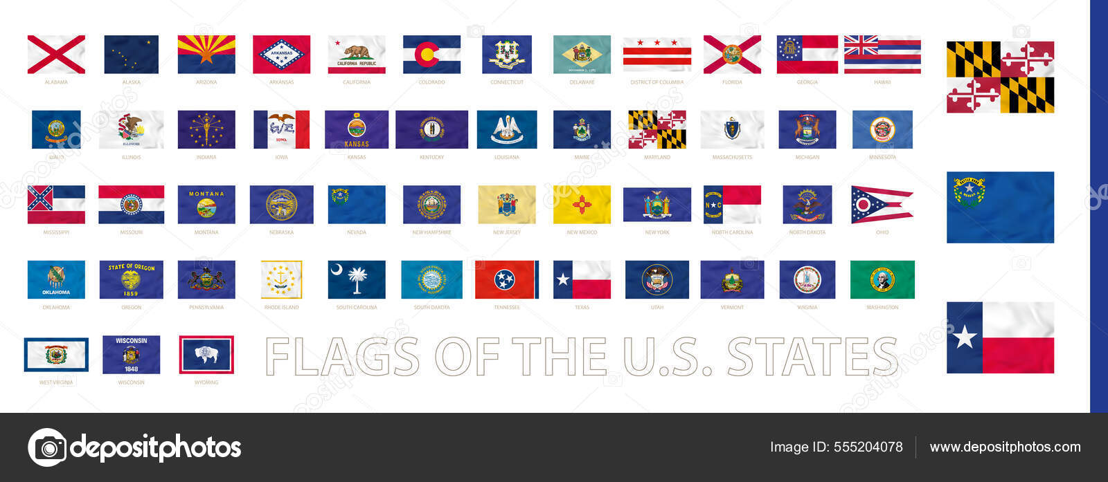 Conjunto de bandeiras do país americano com formas quadradas, acenando  estilo