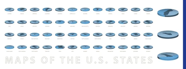 Mapas Los Estados Unidos Estilo Isométrico Circular Mapas Una Paleta — Vector de stock