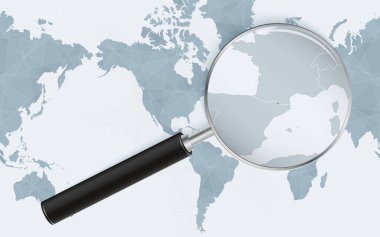 Andorra 'nın Amerika merkezli Dünya Haritasındaki genişletilmiş haritası. Andorra 'nın büyütülmüş haritası ve bayrağı.