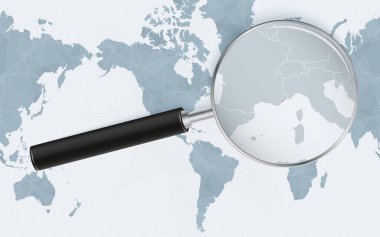 Monako 'nun Amerika' daki genişletilmiş Dünya Haritası haritası. Monako 'nun büyütülmüş haritası ve bayrağı.