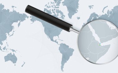 Cibuti 'nin Amerika merkezli Dünya Haritasındaki genişletilmiş haritası. Cibuti 'nin büyütülmüş haritası ve bayrağı.