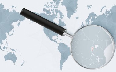 Burundi 'nin Amerika merkezli Dünya Haritasındaki genişletilmiş haritası. Burundi 'nin büyütülmüş haritası ve bayrağı.