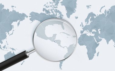 El Salvador 'un Amerika merkezli Dünya Haritasındaki genişletilmiş haritası. El Salvador 'un büyütülmüş haritası ve bayrağı.