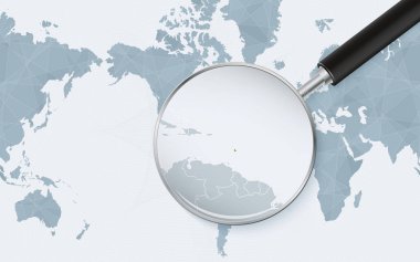 Barbados 'un Amerika merkezli Dünya Haritasındaki genişletilmiş haritası. Barbados 'un büyütülmüş haritası ve bayrağı.