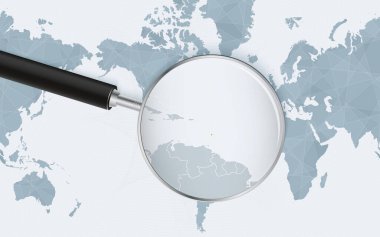 Genişletilmiş Saint Vincent haritası ve Amerika merkezli Grenadine haritası. Aziz Vincent ve Grenadinler 'in büyütülmüş haritası ve bayrağı.