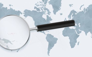 Mikronezya 'nın Amerika merkezli Dünya Haritasındaki genişletilmiş haritası. Mikronezya 'nın büyütülmüş haritası ve bayrağı.