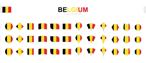 Große Sammlung Belgischer Flaggen Verschiedenen Formen Und Effekten — Stockvektor