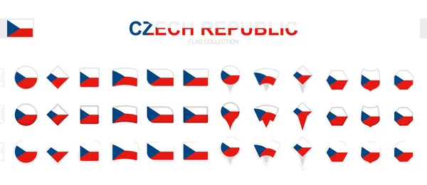 Large Collection Czech Republic Flags Various Shapes Effects — Stock Vector