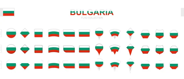 Gran Colección Banderas Bulgaria Diversas Formas Efectos — Vector de stock