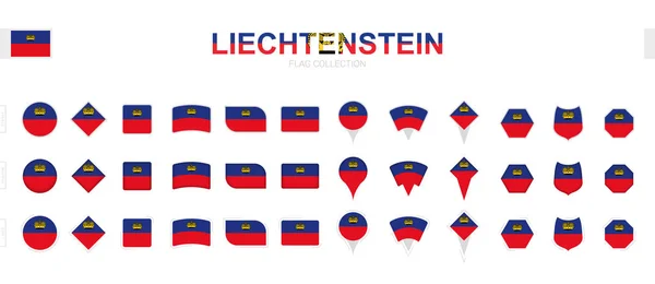 Μεγάλη Συλλογή Του Λιχτενστάιν Σημαίες Διαφόρων Σχημάτων Και Αποτελεσμάτων — Διανυσματικό Αρχείο
