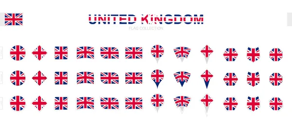 Nagy Gyűjtemény Egyesült Királyság Zászlók Különböző Formák Hatások — Stock Vector