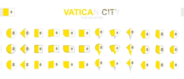 Gran Colección Banderas Ciudad Del Vaticano Diversas Formas Efectos — Archivo Imágenes Vectoriales