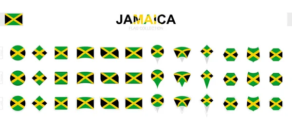 Grande Coleção Bandeiras Jamaica Várias Formas Efeitos — Vetor de Stock