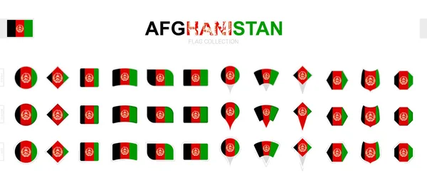 Large Collection Afghanistan Flags Various Shapes Effects — Stock Vector