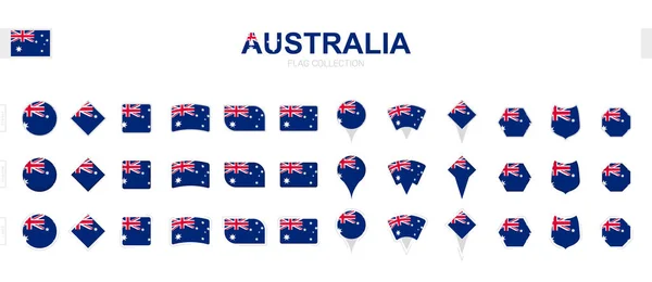 Grande Collection Drapeaux Australie Différentes Formes Effets — Image vectorielle