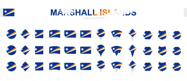 様々な形と効果のマーシャル諸島の旗の大規模なコレクション — ストックベクタ