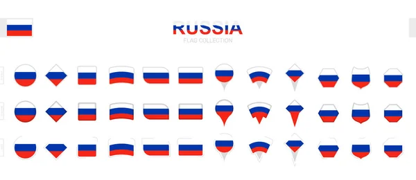 Nagy Gyűjteménye Oroszország Zászlók Különböző Formák Hatások — Stock Vector