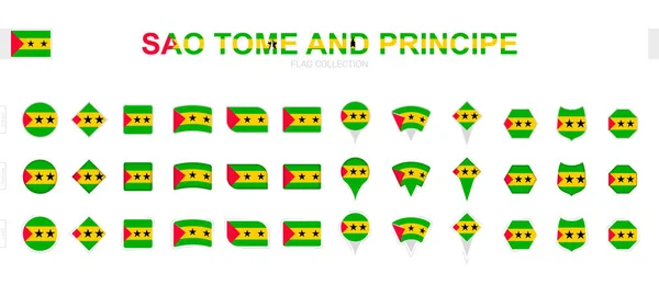 Large Collection Sao Tome Principe Flags Various Shapes Effects — Stock Vector