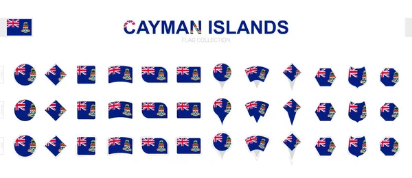 Grande Collezione Bandiere Delle Isole Cayman Varie Forme Effetti — Vettoriale Stock