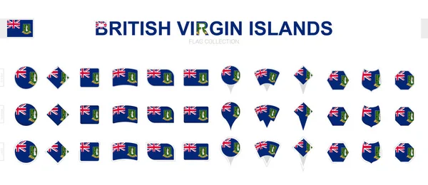 Large Collection British Virgin Islands Flags Various Shapes Effects — Stock Vector