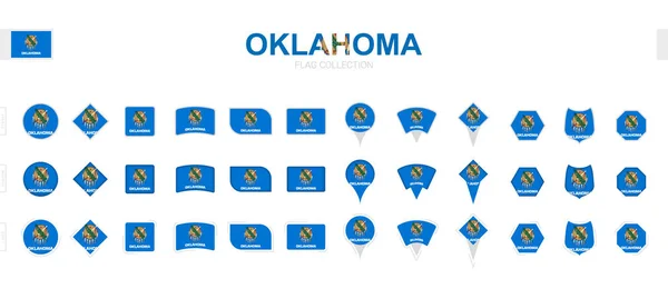 各种形状和效果的俄克拉荷马州旗帜大全 — 图库矢量图片