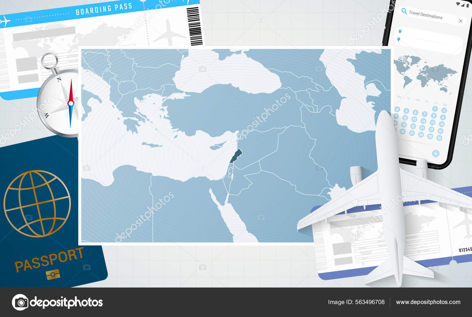 Journey Lebanon Illustration Map Lebanon Background Airplane Cell Phone