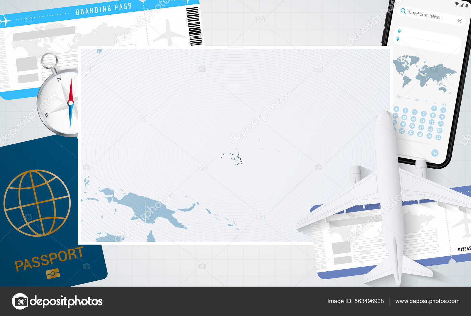 前往马绍尔群岛的旅程用一张马绍尔群岛地图说明指南针和机票背景图库矢量图©boldg 563496908