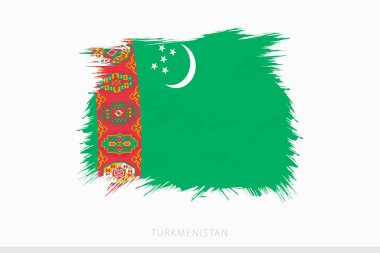 Grunge Türkmenistan bayrağı, vektör soyut grunge Türkmenistan bayrağı.