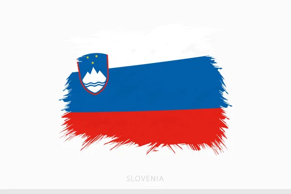 Grunge Flagga Slovenien Vektor Abstrakt Grunge Borstad Flagga Slovenien — Stock vektor