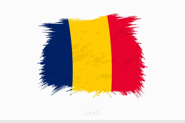 Grunge Flagga Tchad Vektor Abstrakt Grunge Borstad Flagga Tchad — Stock vektor