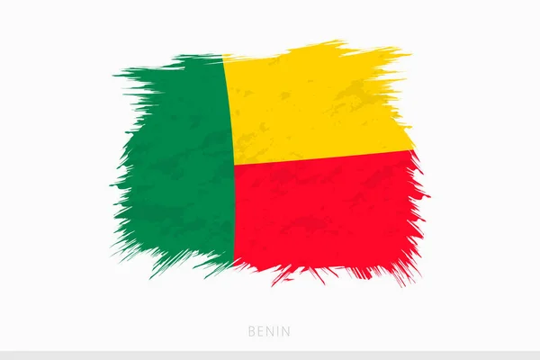 贝宁的Grunge旗 贝宁的向量抽象Grunge刷旗 — 图库矢量图片