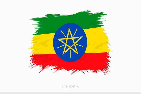 Grunge Flagge Von Äthiopien Vektor Abstrakte Grunge Gebürstete Flagge Von — Stockvektor