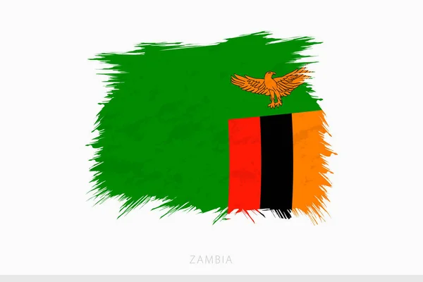 Grunge Vlajka Zambie Vektorové Abstraktní Grunge Kartáčované Vlajky Zambie — Stockový vektor