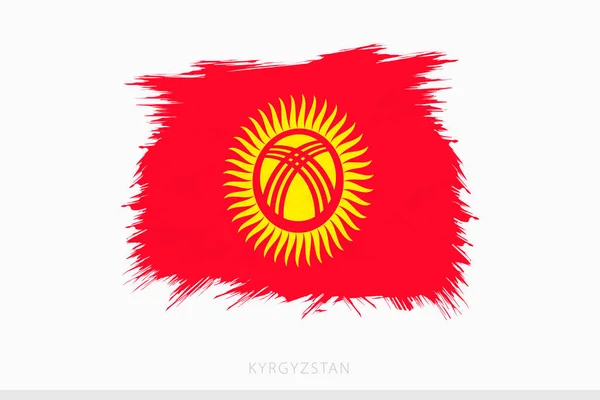 Grunge Flagge Von Kirgisistan Vektor Abstrakte Grunge Gebürstete Flagge Von — Stockvektor