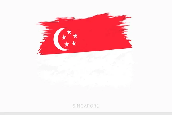 Bendera Grunge Singapura Vektor Abstrak Grunge Disikat Bendera Singapura - Stok Vektor